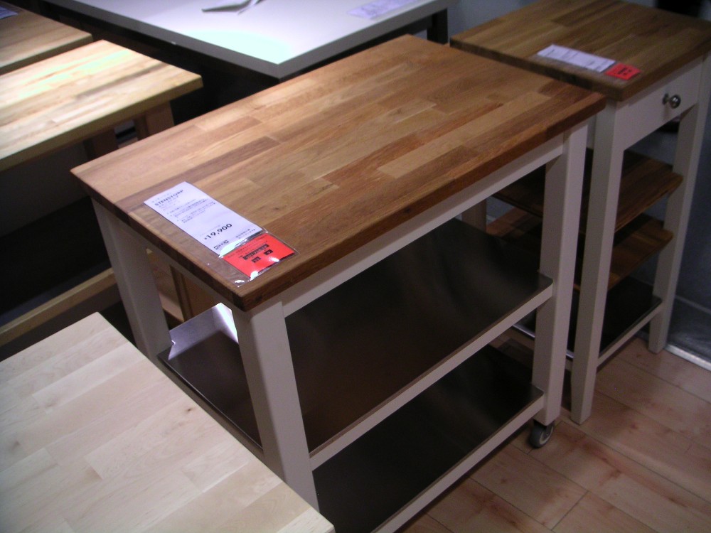 IKEA STENSTORP アイランドキッチンテーブル+バーチェア2脚セット - 机 